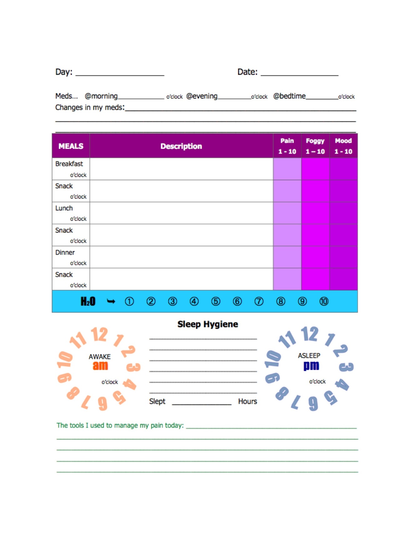 A Simple Post My Fibro Journal Template Use It Track Your Daily 